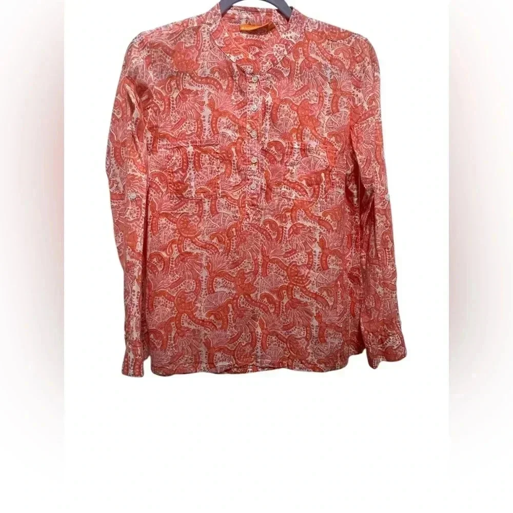 Oliphant Red Paisley Button-Front Blouse